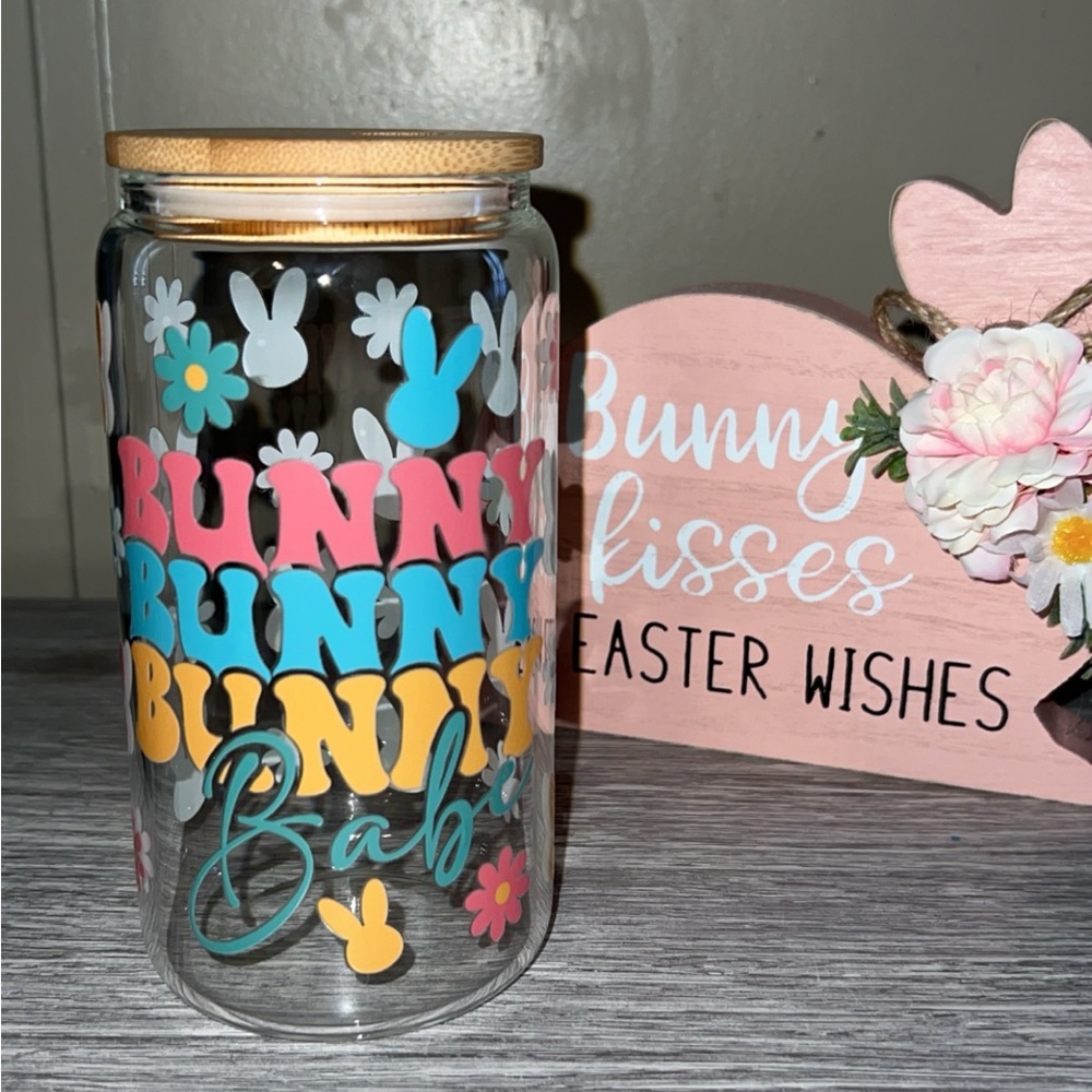 16oz glass jar with straw & straw cleaner included